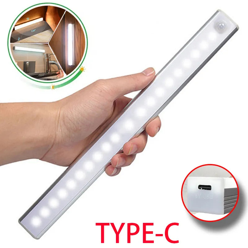 Motion Sensor Light Wireless LED Night Light Type C Rechargeable